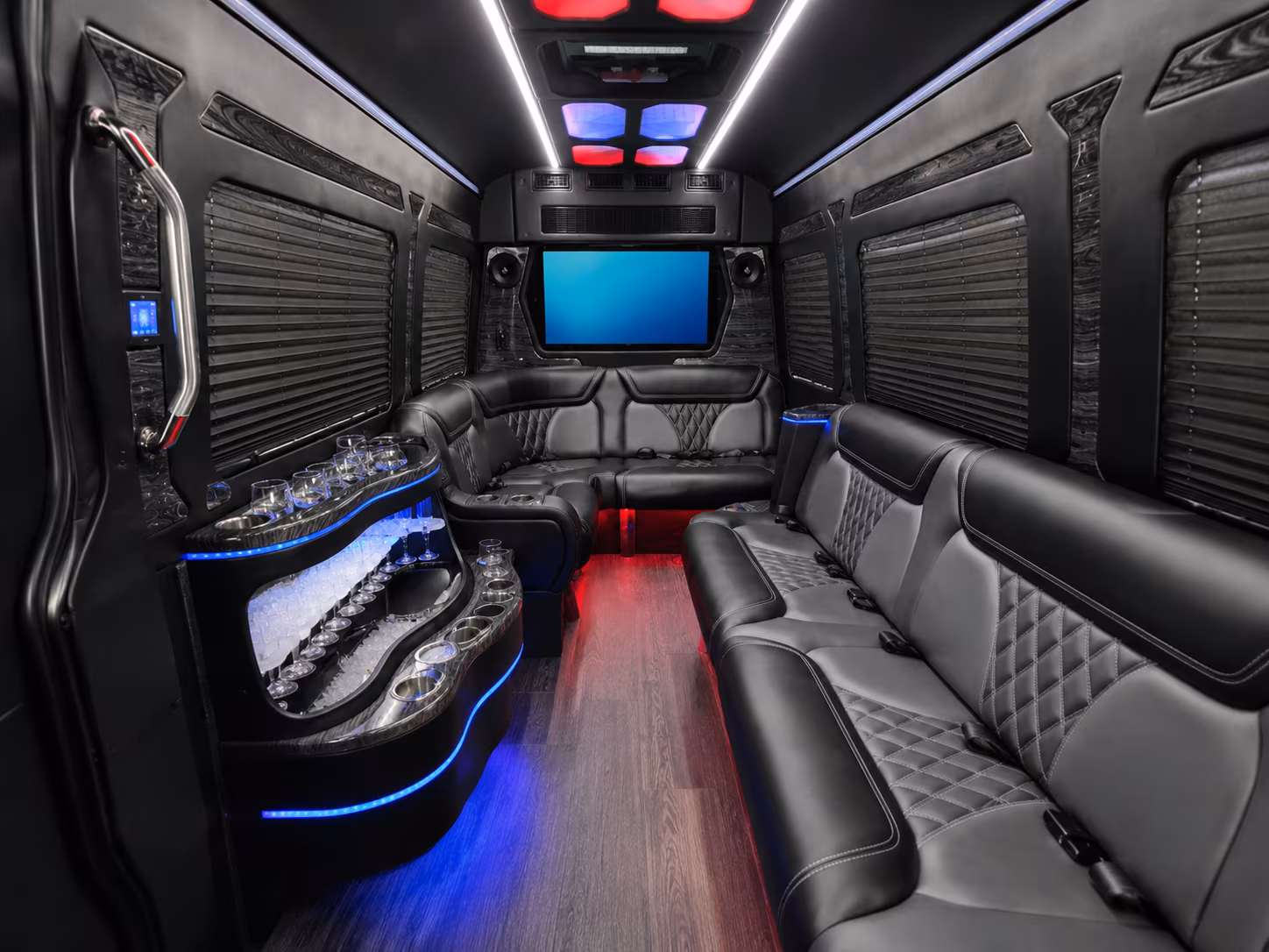 caldwell 40 passenger party bus interior